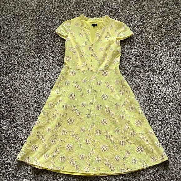 Talbots Embroidered Yellow & White Dress - Picture 3 of 8